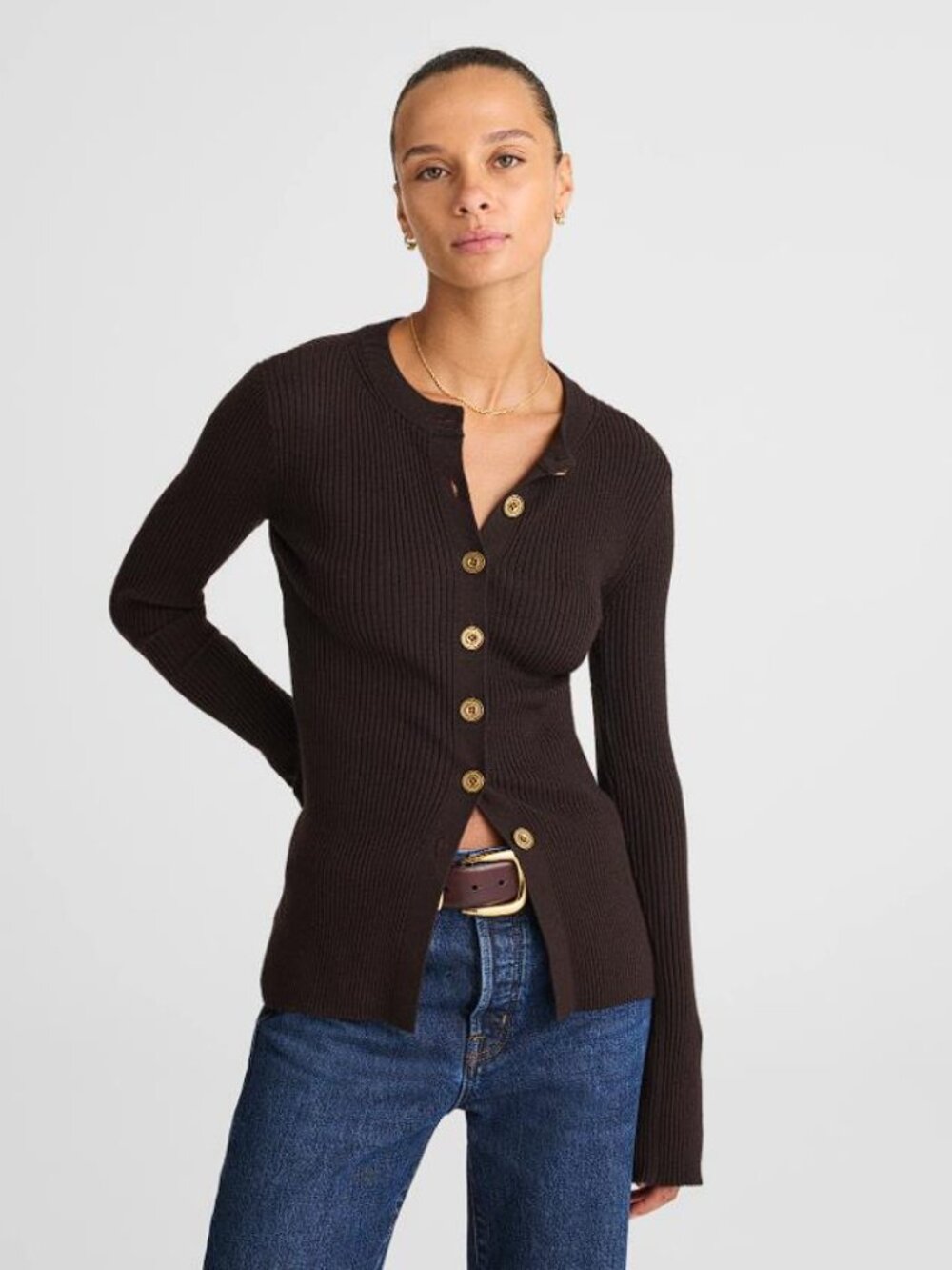 MADEWELL Women's Longline Cardigan Jacket Size XS In Molasses